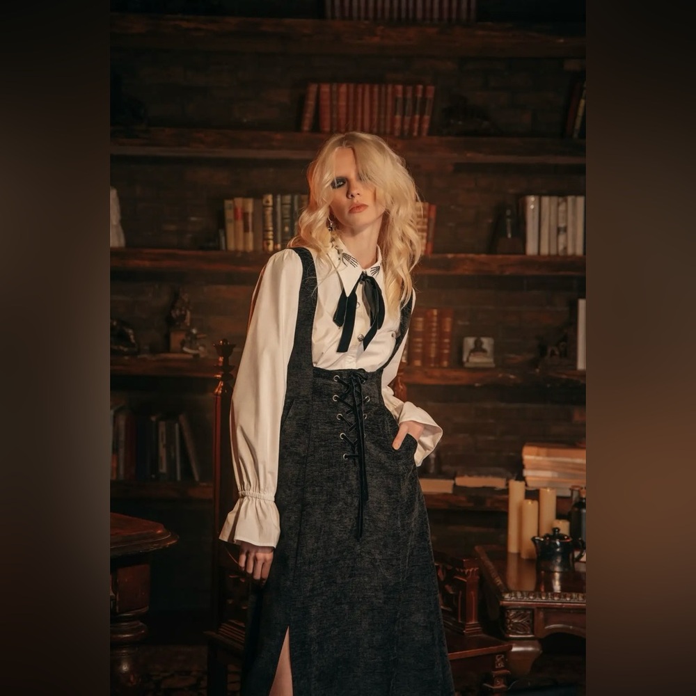 Disturbia Black Midi Penafore Dress